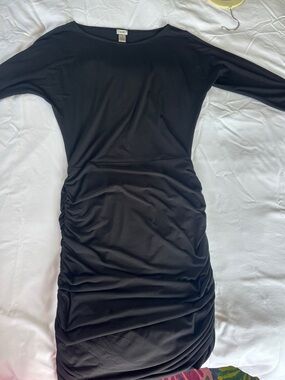 Cache Black Midi Dress with Side Ruching